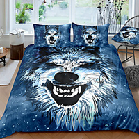 Wolf Print 3-Piece Duvet Cover Set Hotel Bedding Sets Comforter Cover with Soft Lightweight Microfiber For Holiday Decoration(Include 1 Duvet Cover and 1or 2 Pillowcases)