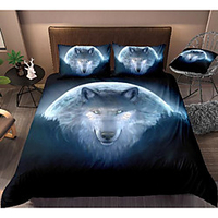wolf print 3-piece duvet cover set hotel bedding sets comforter cover with soft lightweight microfiber,  include 1 duvet cover,  2 pillowcases for double/queen/king(1 pillowcase for twin/single)