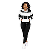 women 2 pieces stripe tracksuit set sweatshirt sportsuit hoodies top and jogger pants sportwear set black miniinthebox