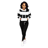 women 2 pieces stripe tracksuit set sweatshirt sportsuit hoodies top and jogger pants sportwear set black miniinthebox