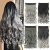 Women 24inch Long 5 Clip-in Hair Pieces Wavy Grey Ombre Synthetic Hair Extensions High Temperature Fiber Smoky Gray Color miniinthebox