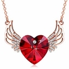 women alloy angel wing heart necklace ruby crystals from swarovski mother