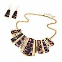 women alloy vintage leopard necklace and earring set jewellry set black and red