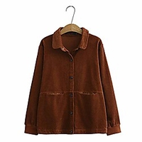 women autumn jackets women corduroy shirts loose coat oversize coats female streetwear outerwear-brown_xxxl_china miniinthebox