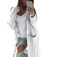women bohemia open front cardigan ladies long sleeve knitting jacket casual coat outwear with pockets (white) miniinthebox