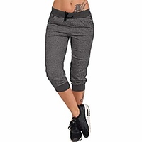 women cargo capri pants lightweight drawstring sport yoga jogger cropped pants lounge track sweatpants black miniinthebox
