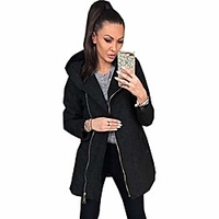 women casual long sleeve zip-up hooded coat casual jackets black miniinthebox