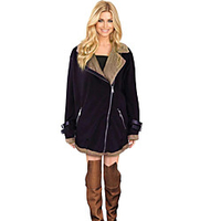 women coat jjliker winter faux fur fleece parka outwear warm lapel biker motor aviator jacket black miniinthebox