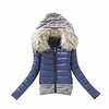 women coat winter warm big faux fur collar down woolen hood overcoat dark blue miniinthebox