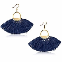 women colorful layered tassel earrings bohemia gradient thread statement drop dangle earrings ablue