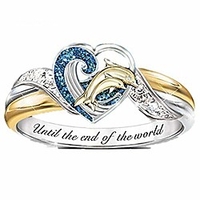 women declaration ring mom loves you forever inlaid zircon female ring turtle owl flower unicorn ring women girls gift jewelry (dolphin,  6) miniinthebox