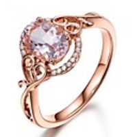Women Engagement Ring Synthetic Diamond Solitaire Champagne Copper Rose Gold Plated Metal Ball Ladies Bohemian Vintage 6 7 8 9 10
