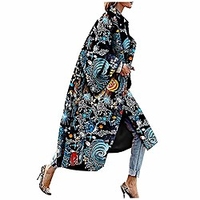 women fashion colorful geometric printed long sleeve trench overcoat winter casual plus size kimono jacket coat miniinthebox