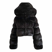 women fashion faux fur warm furry hooded faux fox fur jacket long sleeve coats outerwear miniinthebox