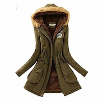 women fashion hooded long sleeve winter warm patchwork coat down army green miniinthebox