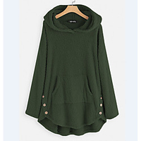 women fleece asymmetrical button hoodie hem plus size pullover top sweater blouse coat coffee miniinthebox