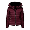 Women Fur Collar Quilted Padded Puffer Bubble Warm Thick Jacket Coat (Small (UK Size 8),  Wine) miniinthebox