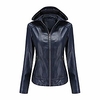 women hooded plush zipper leather Faux Leather Jacket warm velvet detachable coats tops dark blue miniinthebox