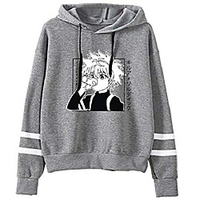 women hunter x hunter friends hoodie killua leorio kurapika gon hisoka cosplay costume sweatshirt pullover for girl(m, grey 15765)