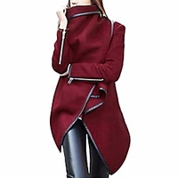 women irregular long warm coat solid wool blend parka jacket turtleneck windbreaker outwear(wine, s) miniinthebox