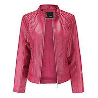 Women Leather Faux Leather Jacket,  Mumustar Plus Size Ladies Blazer Coat Cardigan Slim Cool Zipper Biker Faux Leather Jacket Winter Tops Outwear (Red,  3XL) miniinthebox