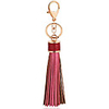 women leather tassels keychain car circle key rings gift bag hanging buckle (wine red)