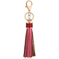 women leather tassels keychain car circle key rings gift bag hanging buckle (wine red)