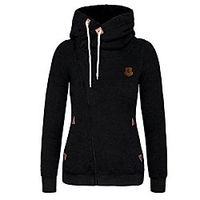 women lightweight casual oblique full zip-up hooded jacket with plus size black large miniinthebox