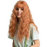 Women Long Curly Wigs GLAMADOR Long Ombre Synthetic Wig High Temperature Silk Synthetic Wig Carnival Party Cosplay Wigs Bangs Natural Wavy Hair miniinthebox