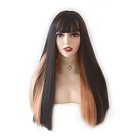 Women Long Straight Wig Full Heat Resistant Synthetic Replacement Wig - Natural Looking 24.8 Inches Long Hair Middle Part Wigs for Party CosplayOmbre Black Brown Mixed miniinthebox