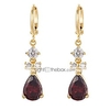 women luxury 18k gold plated red tear drop dangle drop earrings gift ideas