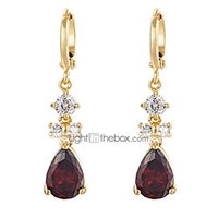women luxury 18k gold plated red tear drop dangle drop earrings gift ideas