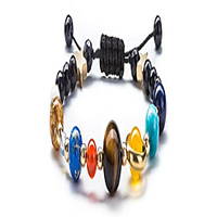 women men solar system bracelet universe galaxy the eight planets guardian star natural stone beads bracelet bangle(2 pcs set)