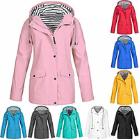 women plus size solid rain jackets waterproof with hood outdoor functional sunscreen pockets raincoat (yellow,  5xl) miniinthebox
