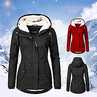 women plush jacket waterproof warm hooded winter coat thickened fleece lined cotton coat for women