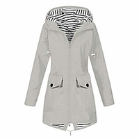 women rain jacket lightweight hooded waterproof fleece lined raincoat long sleeve windproof and warm windbreaker outdoor zipped trench coats windbreaker parka,  s-5xl