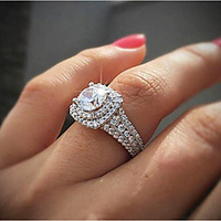 Women Ring Cubic Zirconia Classic White Gold Plated Wedding Gatsby 1pc 6 7 8 9 10 / Women