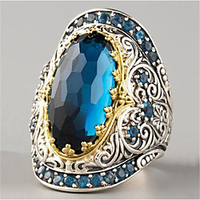 Women Ring Synthetic Sapphire Geometrical Dark Blue Gold Plated Star Fashion 1pc 6 7 8 9 10 / Women
