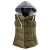 women sleeveless removed hooded slim winter quilted puffer vest coat army green xxs miniinthebox