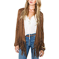 women suede jackets leather faux fringed drape open front coats coffee xl miniinthebox