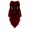 women vintage long sleeve waist back bandage lace flowy hem jacket dress tuxedo coat red miniinthebox