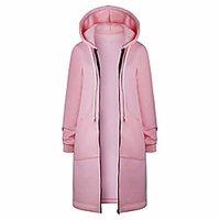 women warm zipper open hoodies sweatshirt long coat jacket tops outwear pink miniinthebox
