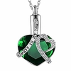 womens always in my heart urn necklace heart memerial keepsake pendant ash holder cremation jewelry (green)