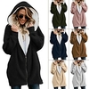 womens cardigan jacket coat zippers solid warm fleece faux fur oversized hoodie outwear with pockets amp; 40;brown,  lamp; 41; miniinthebox