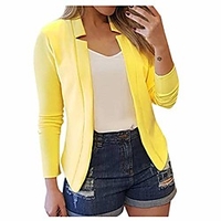 womens casual jacket casual work blazer office jacket slim fit blazer for business lady(yellow, l4) miniinthebox