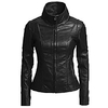 womens classic black genuine Faux Leather Jacket l896-xl miniinthebox