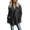 womens coat fur outerwear open front casual coat fashion button ladies solid oversized loose jackets with pockets cardigans black miniinthebox