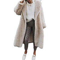 womens fall winter loose fit faux fur fluffy warm faux fur long cardigan coat overcoat beige xs miniinthebox