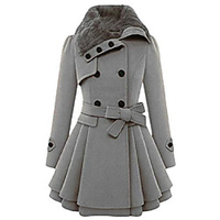 womens fashion long sleeve coats winter warm fur collar outwear grey xs miniinthebox