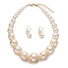 womens faux big pearl choker necklace and earring set fashion pearl set